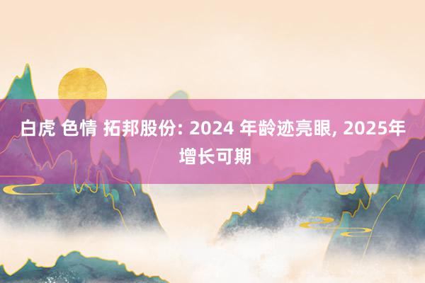 白虎 色情 拓邦股份: 2024 年龄迹亮眼， 2025年 增长可期