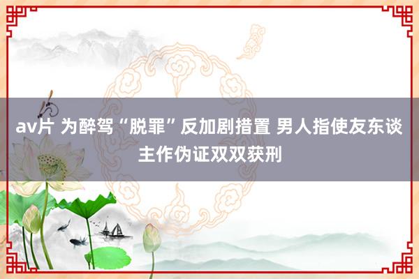 av片 为醉驾“脱罪”反加剧措置 男人指使友东谈主作伪证双双获刑
