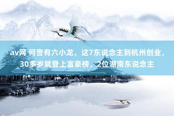 av网 何啻有六小龙，这7东说念主到杭州创业，30多岁就登上富豪榜，2位湖南东说念主