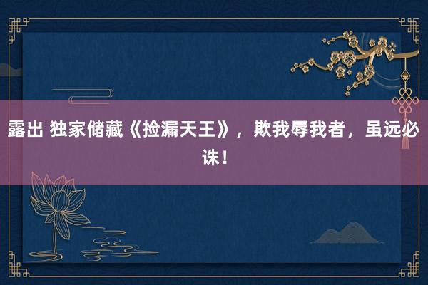 露出 独家储藏《捡漏天王》，欺我辱我者，虽远必诛！