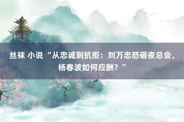 丝袜 小说 “从忠诚到抗拒：刘万忠怒砸夜总会，杨春波如何应酬？”