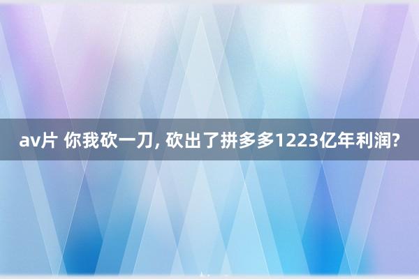 av片 你我砍一刀， 砍出了拼多多1223亿年利润?