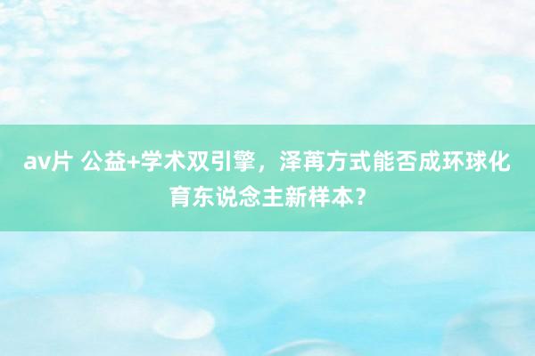 av片 公益+学术双引擎，泽苒方式能否成环球化育东说念主新样本？