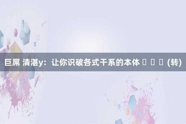 巨屌 清湛y：让你识破各式干系的本体 ​​​(转)